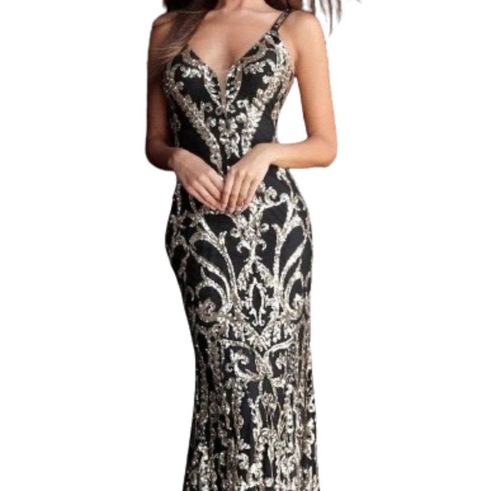 Jovani 63350BSC Evening Dress Black Silver Size 22. Gorgeous Dress